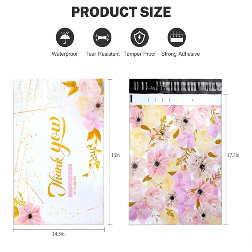 Poly Mailers| Floral “Thank You” (14.5 x 19) Pack of 10